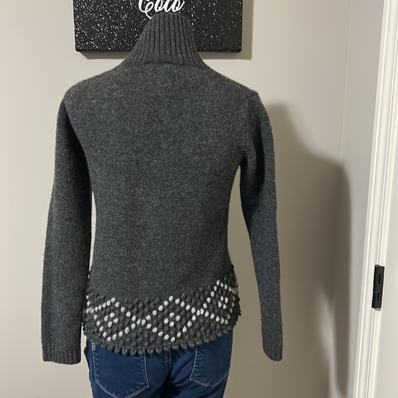 SUNDANCE Gray Wool Fair Isle Sweater Turtleneck Sz M - Picture 7 of 9